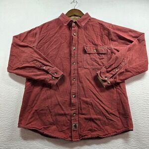 Legendary Whitetails Mens Large Brick Red Cotton Flannel Shirt Corduroy Trim L